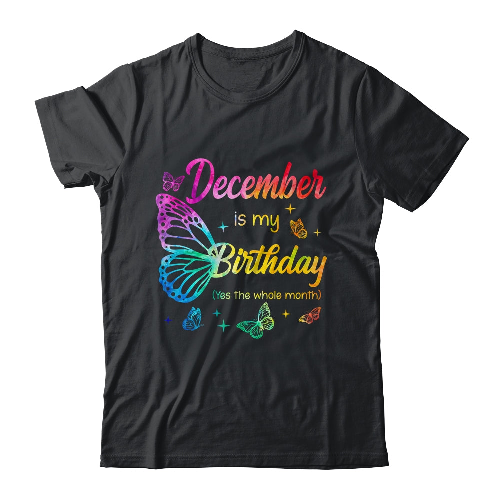 December Birthday For Women Girls Butterfly Tie Dye Theme Shirt & Tank Top | siriusteestore