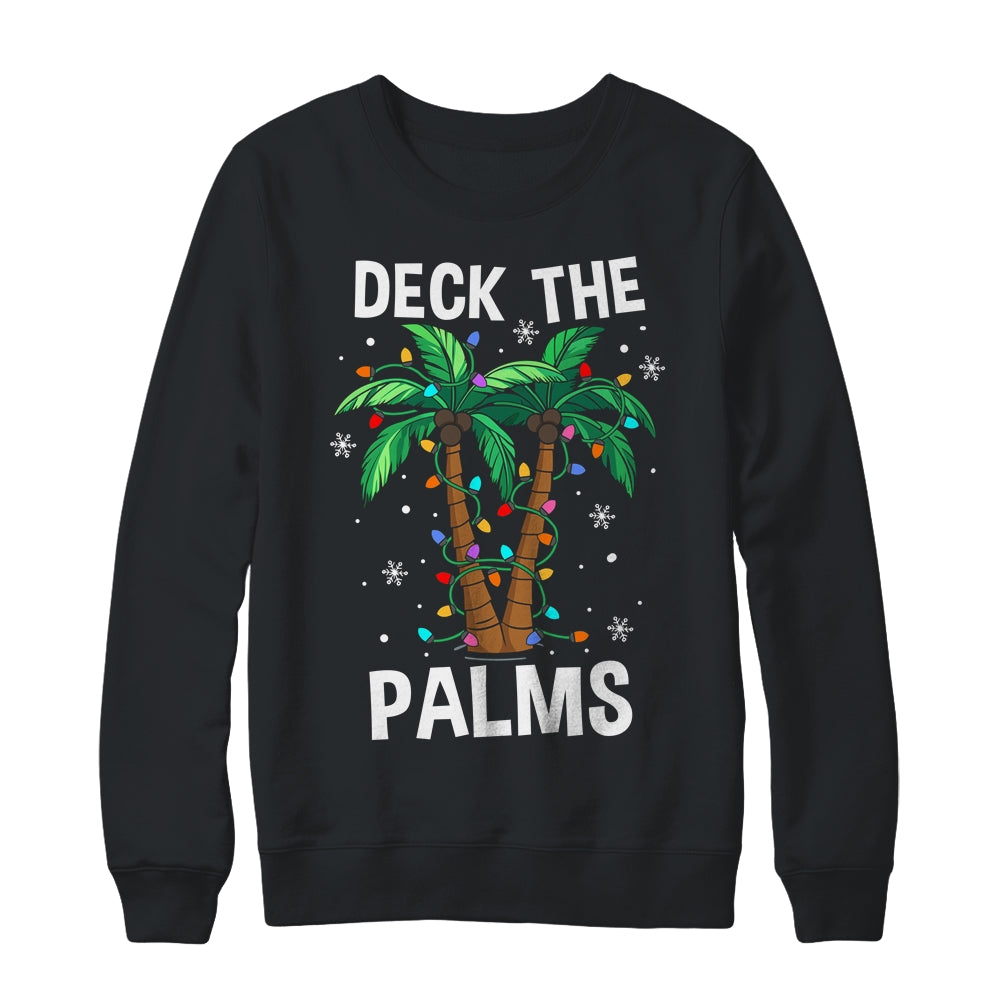 Deck The Palms Tropical Hawaii Christmas Palm Tree Lights Shirt & Sweatshirt | siriusteestore