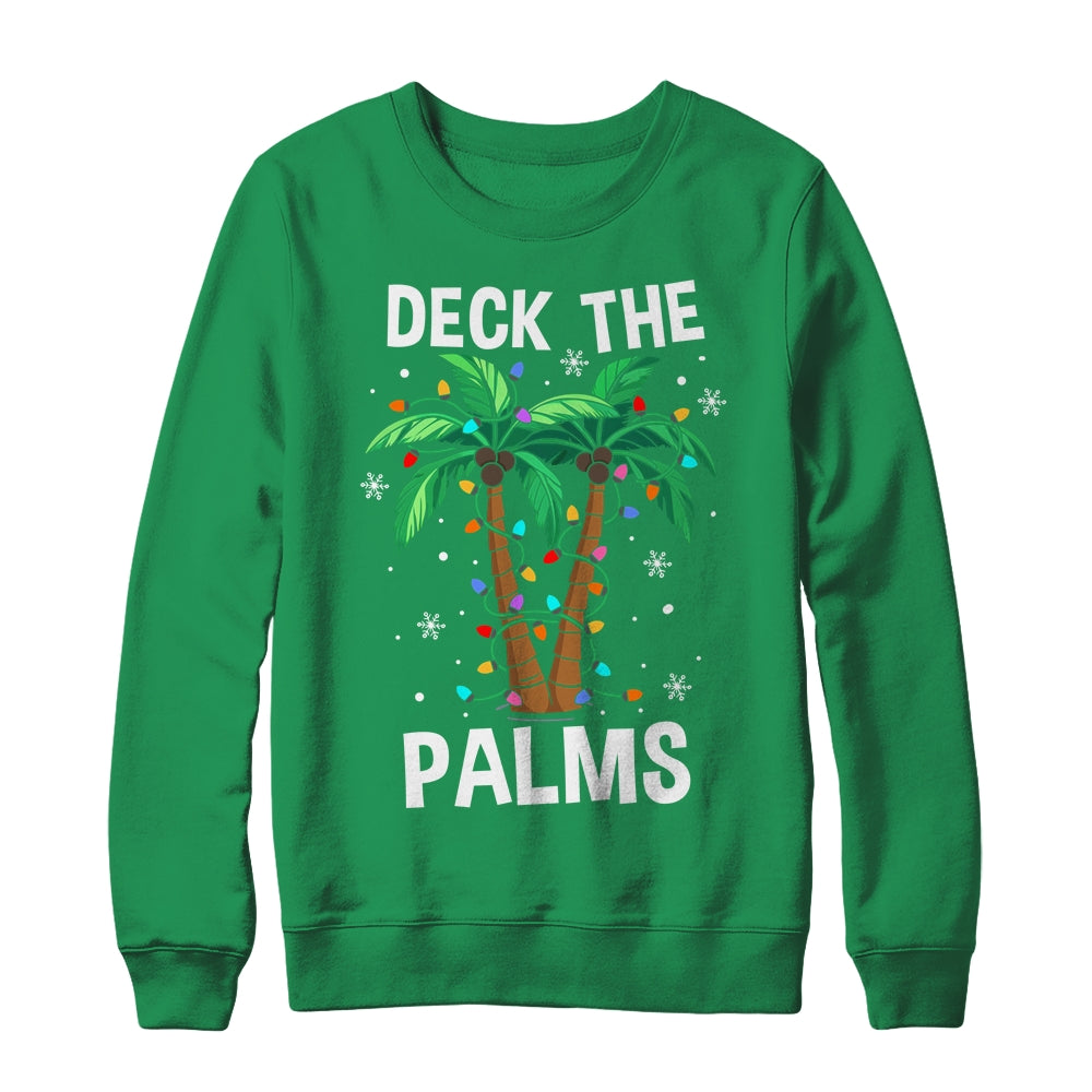 Deck The Palms Tropical Hawaii Christmas Palm Tree Lights Shirt & Sweatshirt | siriusteestore