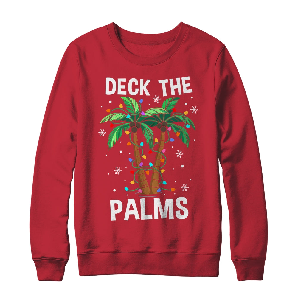 Deck The Palms Tropical Hawaii Christmas Palm Tree Lights Shirt & Sweatshirt | siriusteestore