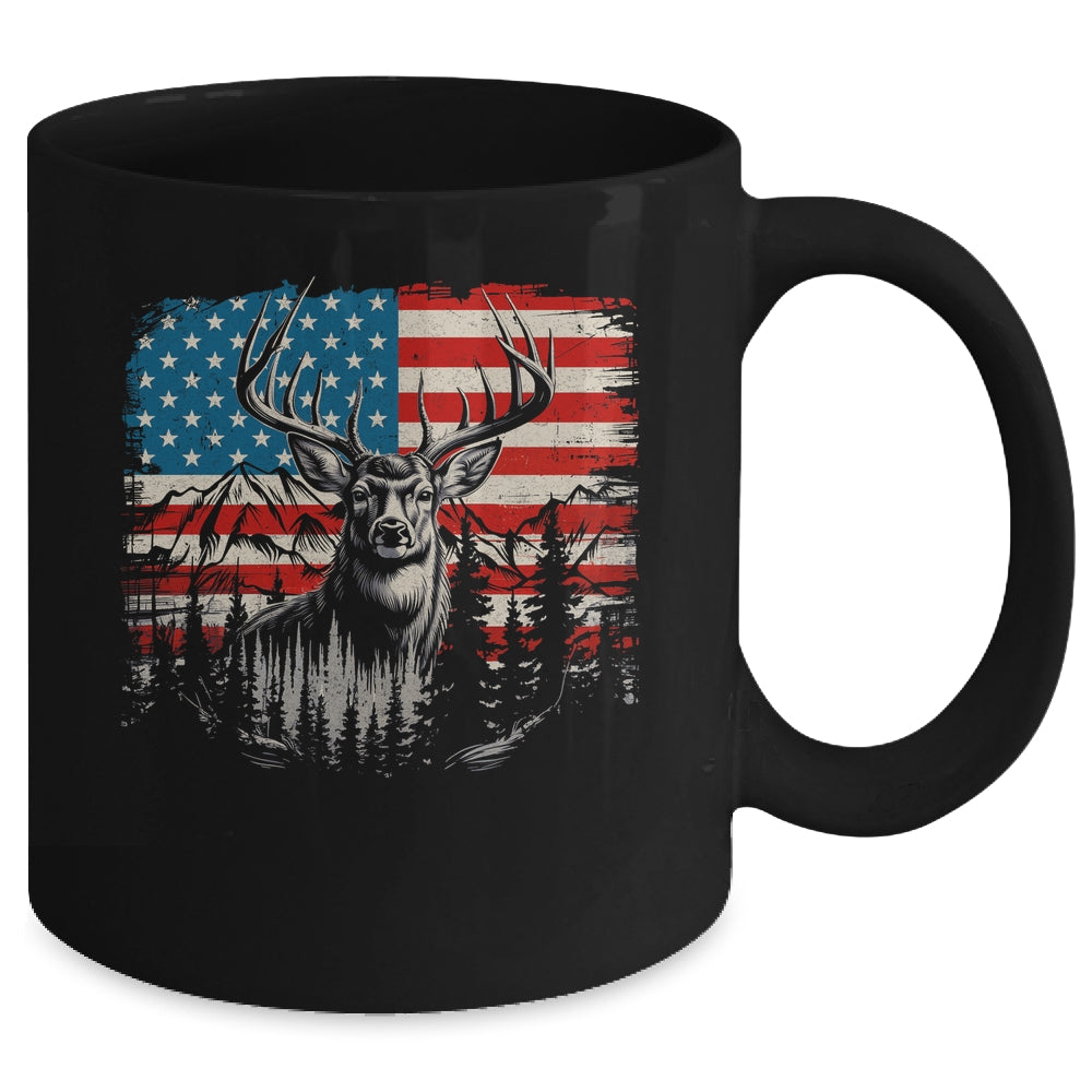 Deer Hunting American Flag Whitetail Buck Deer Mug | siriusteestore