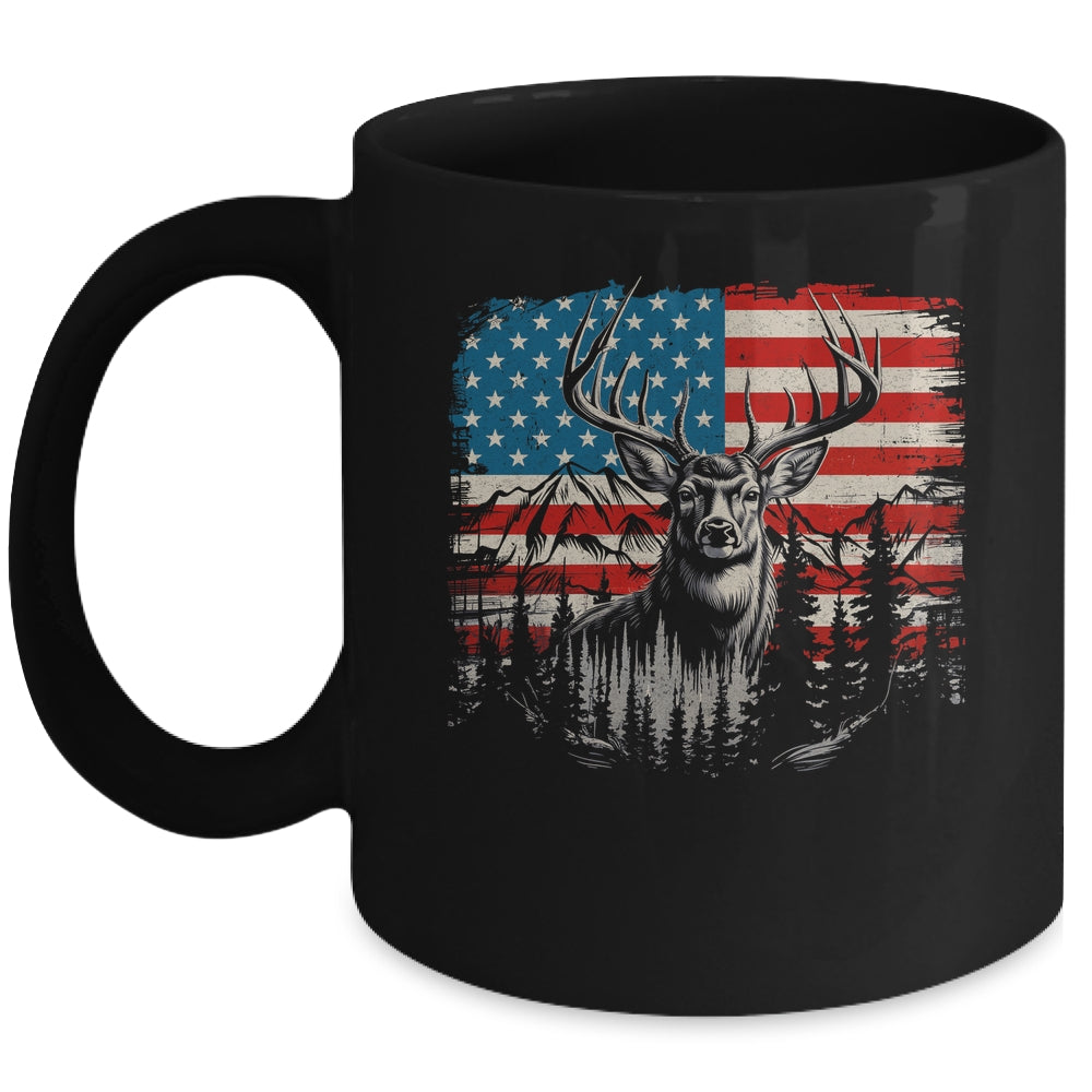 Deer Hunting American Flag Whitetail Buck Deer Mug | siriusteestore