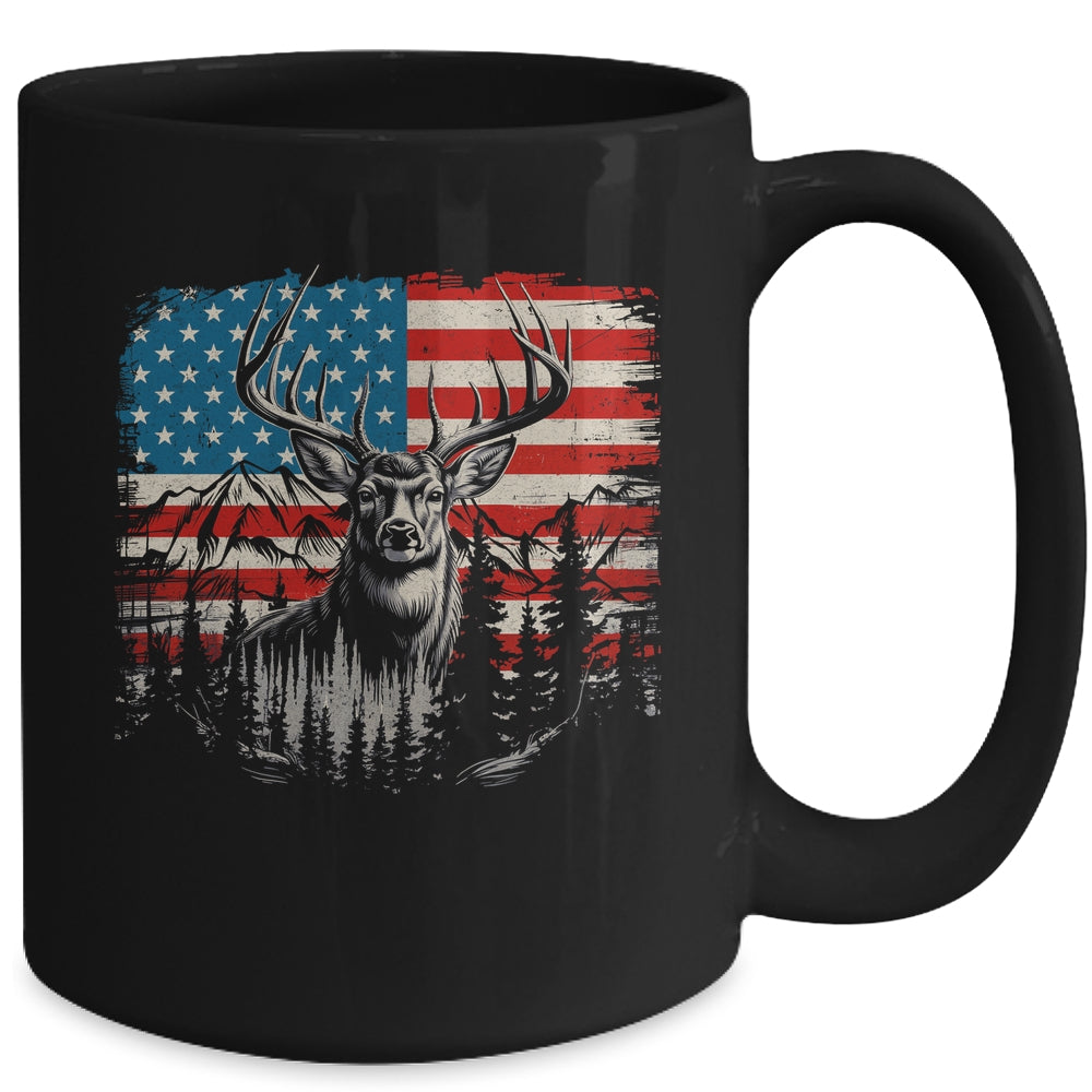 Deer Hunting American Flag Whitetail Buck Deer Mug | siriusteestore