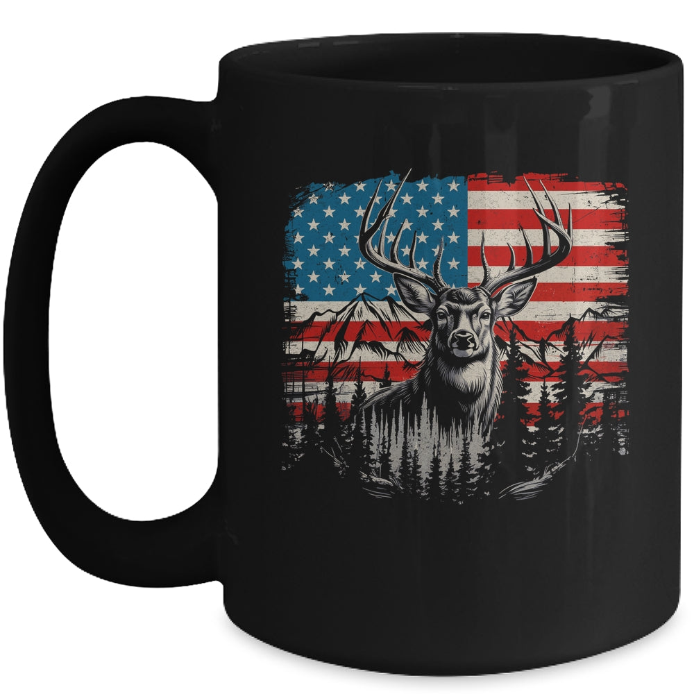 Deer Hunting American Flag Whitetail Buck Deer Mug | siriusteestore
