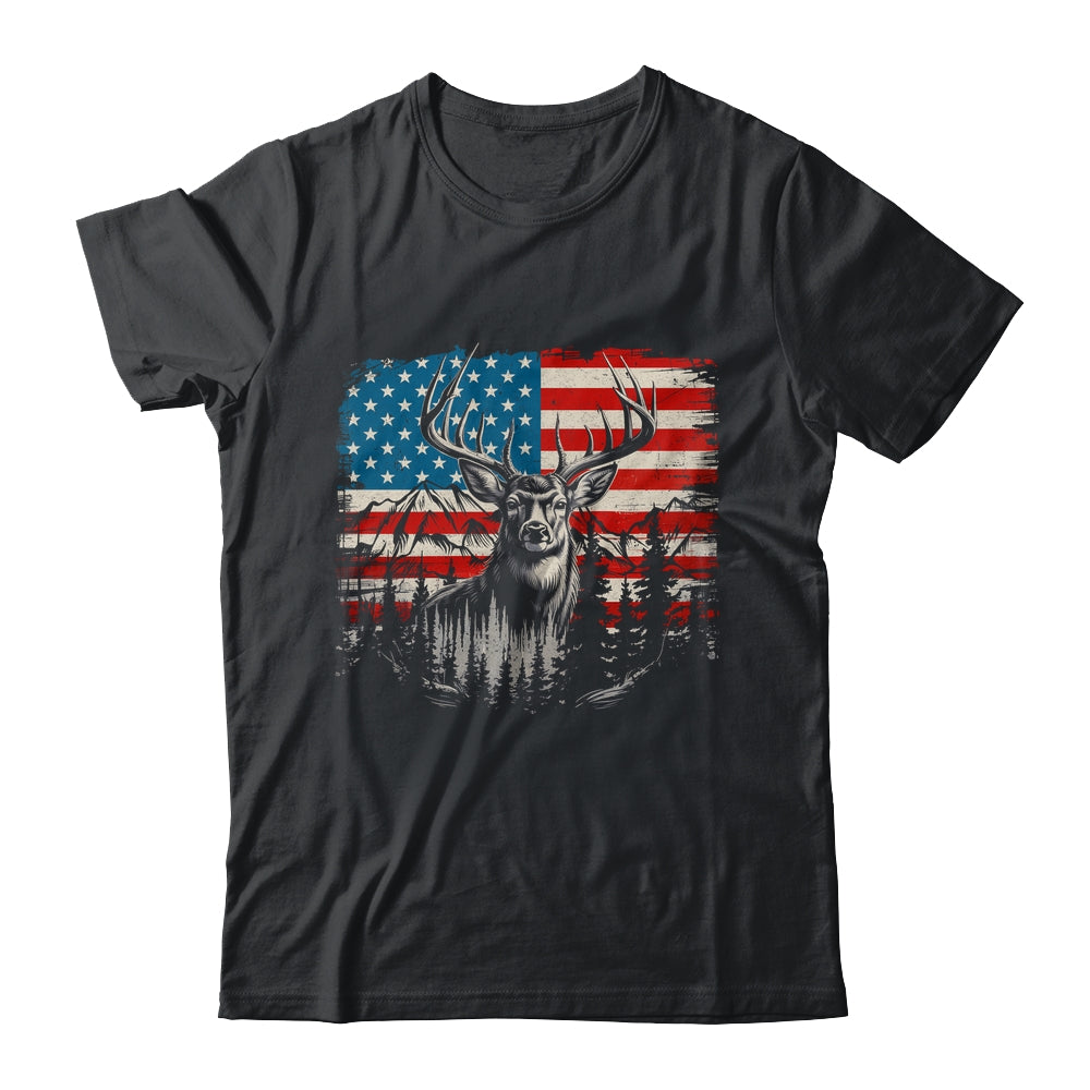 Deer Hunting American Flag Whitetail Buck Deer Shirt & Hoodie | siriusteestore