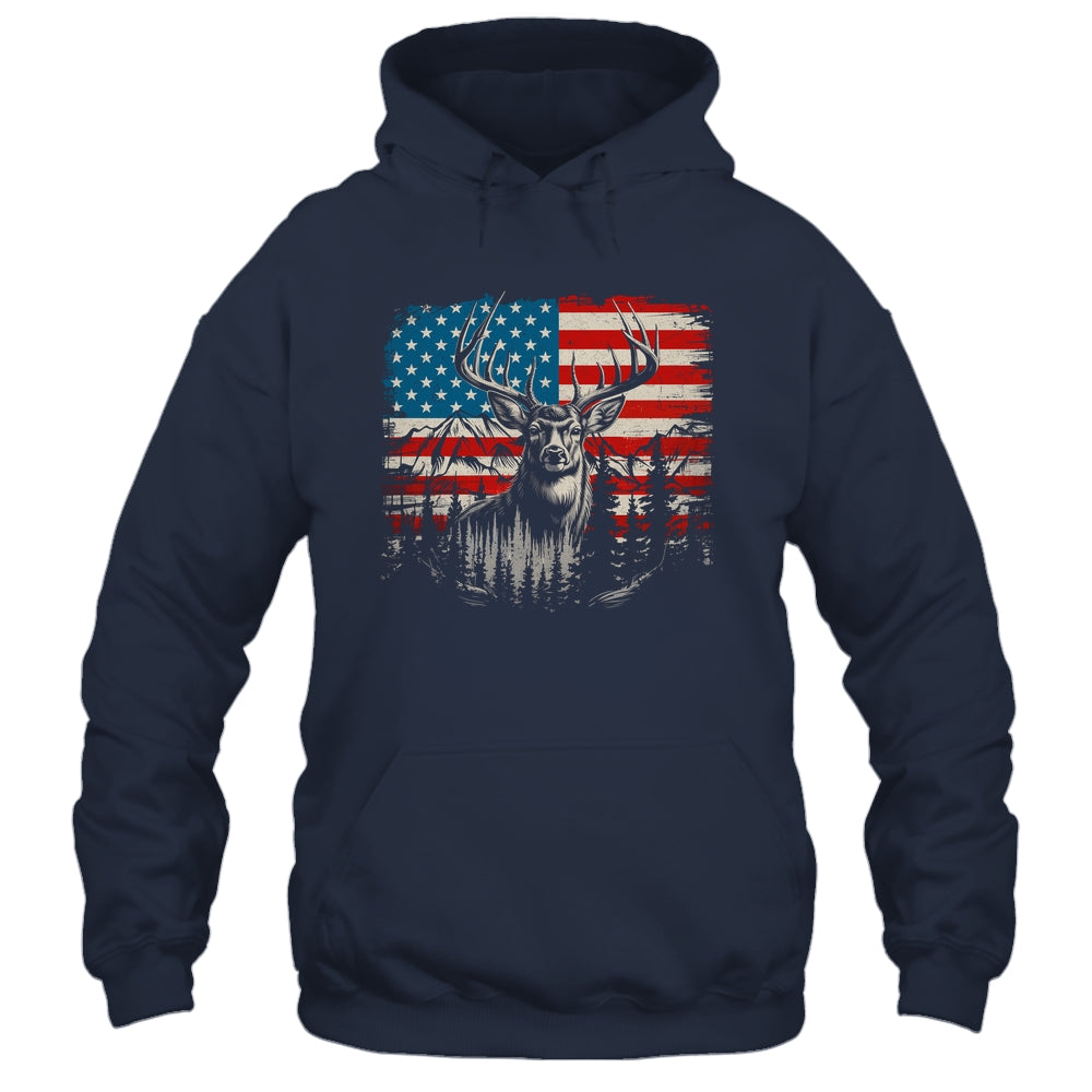 Deer Hunting American Flag Whitetail Buck Deer Shirt & Hoodie | siriusteestore