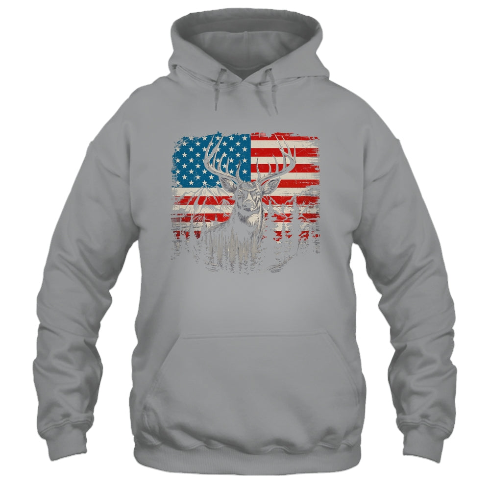 Deer Hunting American Flag Whitetail Buck Deer Shirt & Hoodie | siriusteestore