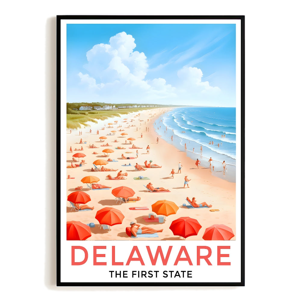 Delaware Travel Print Poster The First State Beach Souvenir Wall Art Landscape Painting Picture Suitable For Home Room Living Room Office Bedroom Decor Unframed | siriusteestore
