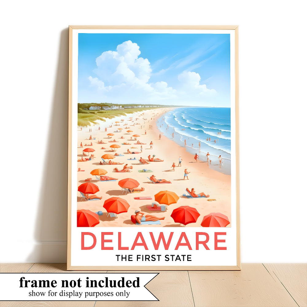 Delaware Travel Print Poster The First State Beach Souvenir Wall Art Landscape Painting Picture Suitable For Home Room Living Room Office Bedroom Decor Unframed | siriusteestore