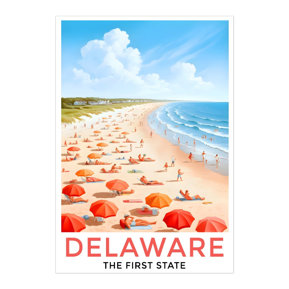 Delaware Travel Print Poster The First State Beach Souvenir Wall Art Landscape Painting Picture Suitable For Home Room Living Room Office Bedroom Decor Unframed | siriusteestore