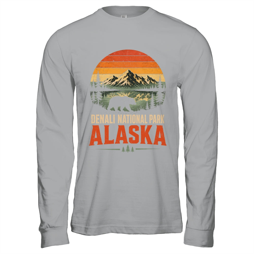 Denali National Park Alaska Bear Retro Sunset Outdoor Hiking Shirt & Hoodie | siriusteestore