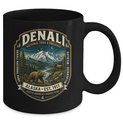 Denali National Park Alaska Mountain Wildlife Vintage Badge Mug | siriusteestore