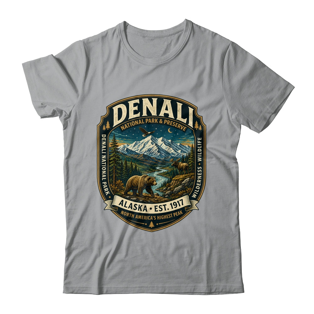 Denali National Park Alaska Mountain Wildlife Vintage Badge Shirt & Hoodie | siriusteestore