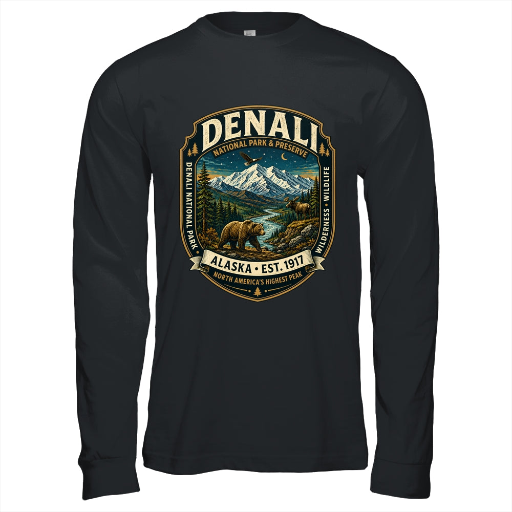 Denali National Park Alaska Mountain Wildlife Vintage Badge Shirt & Hoodie | siriusteestore
