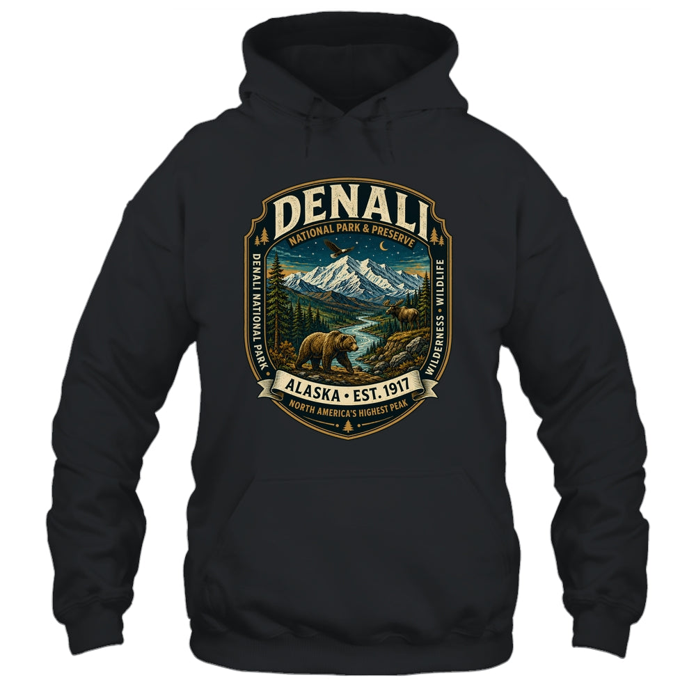 Denali National Park Alaska Mountain Wildlife Vintage Badge Shirt & Hoodie | siriusteestore
