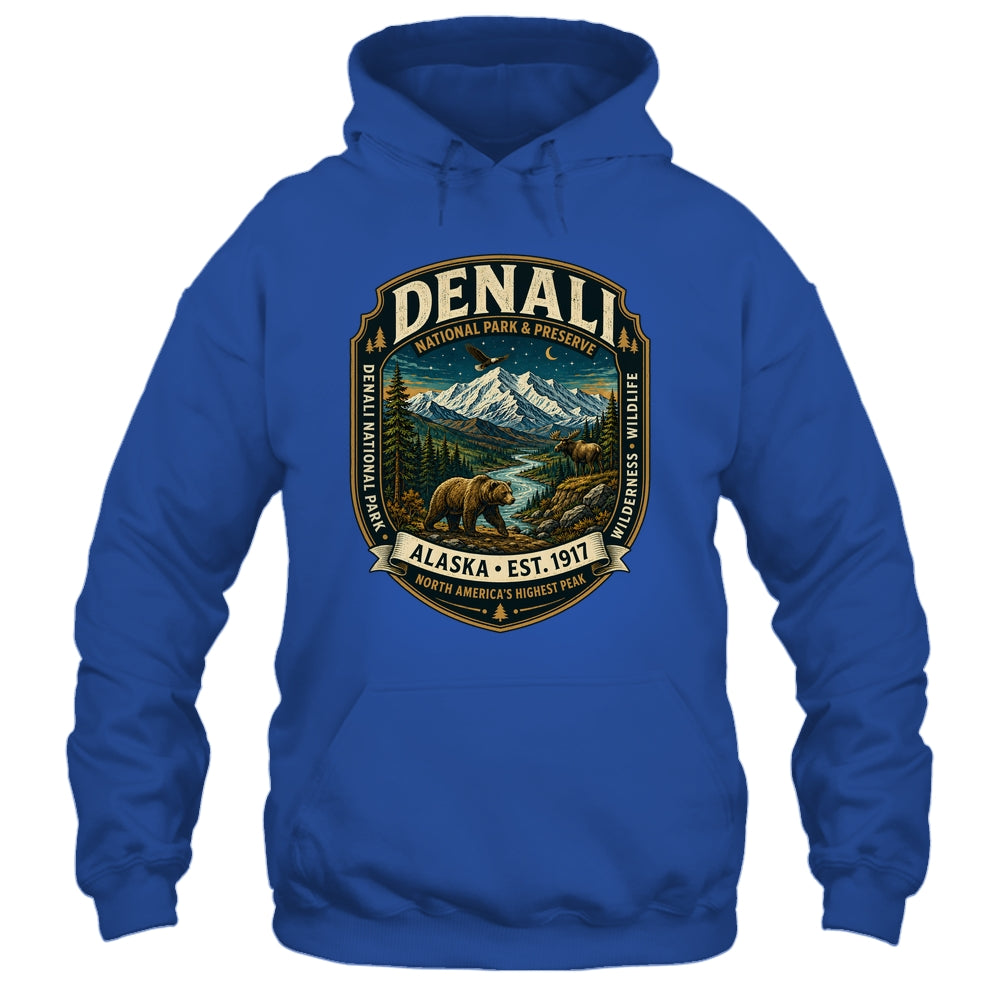 Denali National Park Alaska Mountain Wildlife Vintage Badge Shirt & Hoodie | siriusteestore