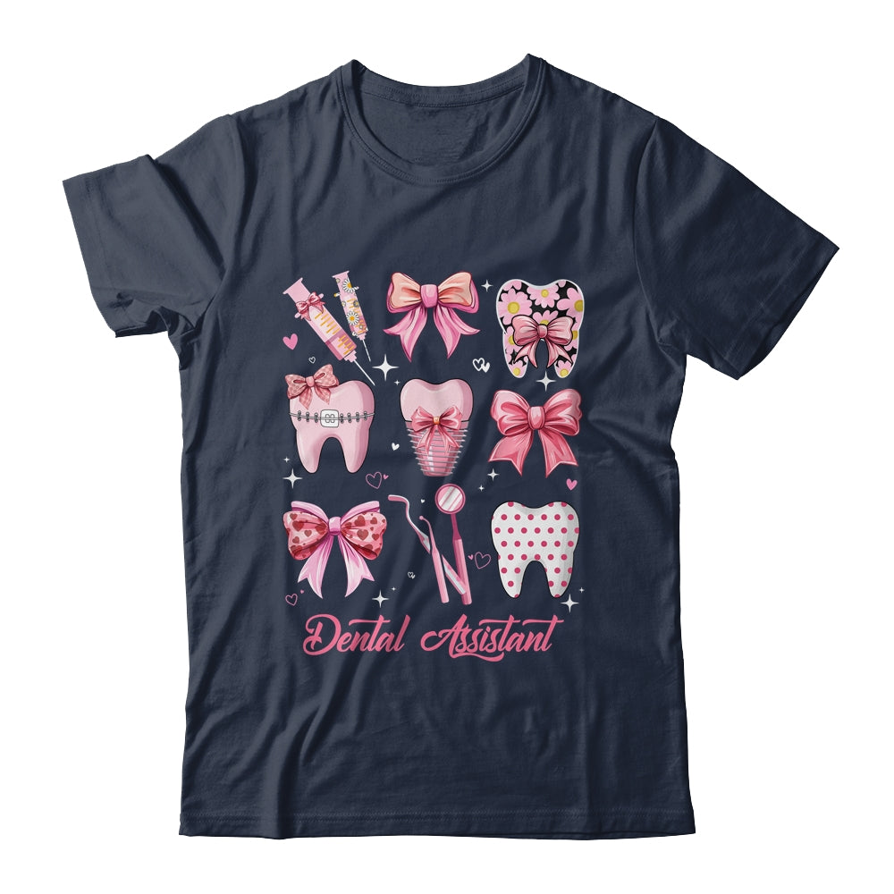 Dental Assistant Cute Pink Coquette Bow Teeth Dentist Squad Shirt & Hoodie | siriusteestore
