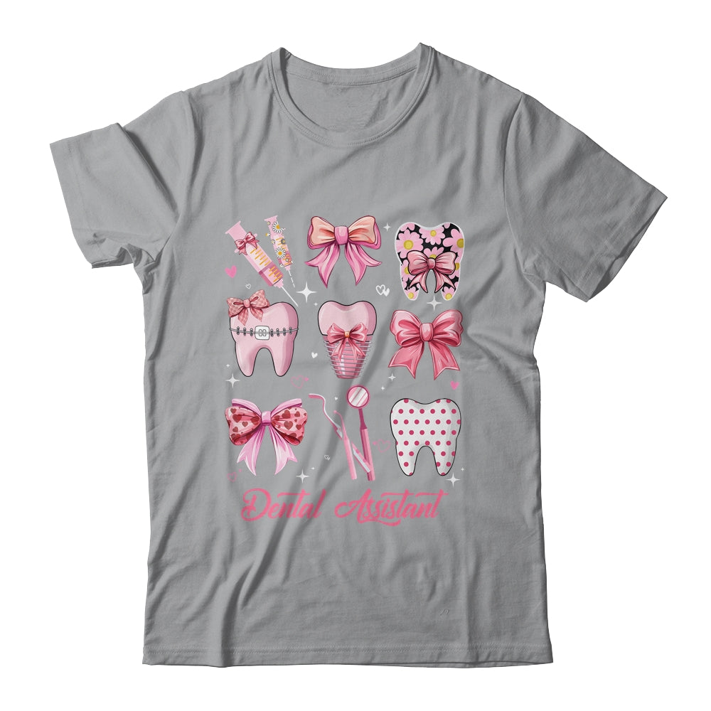 Dental Assistant Cute Pink Coquette Bow Teeth Dentist Squad Shirt & Hoodie | siriusteestore