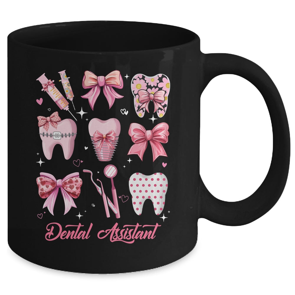 Dental Assistant Cute Pink Coquette Bow Teeth Dentist Squad Mug | siriusteestore