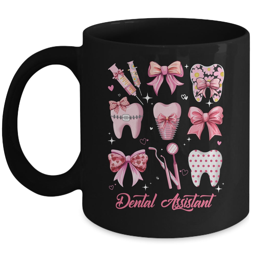 Dental Assistant Cute Pink Coquette Bow Teeth Dentist Squad Mug | siriusteestore