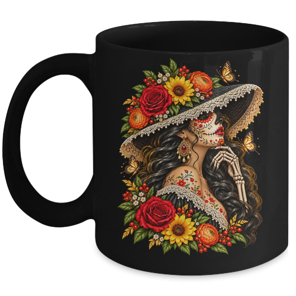 Dia De Los Muertos Flower Catrina Day Of The Dead Women Mug | siriusteestore