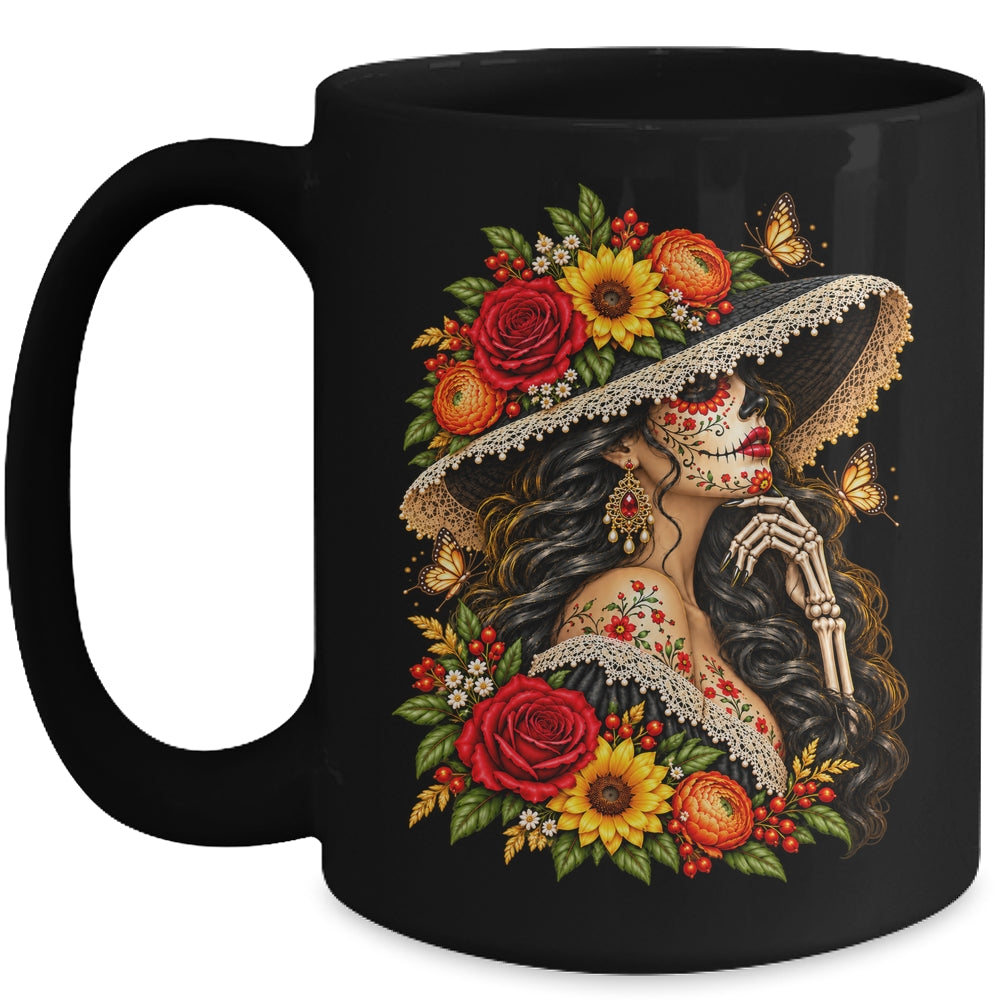 Dia De Los Muertos Flower Catrina Day Of The Dead Women Mug | siriusteestore