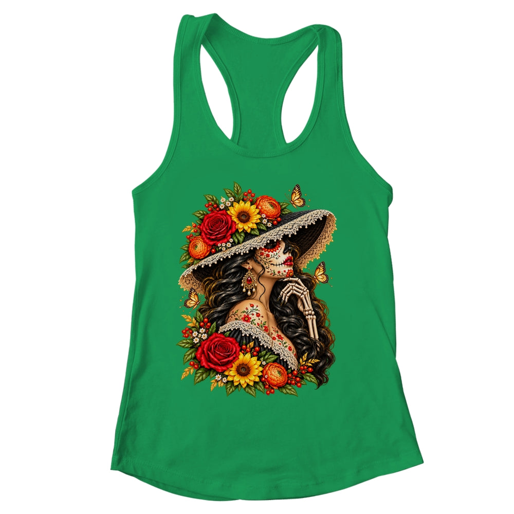Dia De Los Muertos Flower Catrina Day Of The Dead Women Shirt & Tank Top | siriusteestore