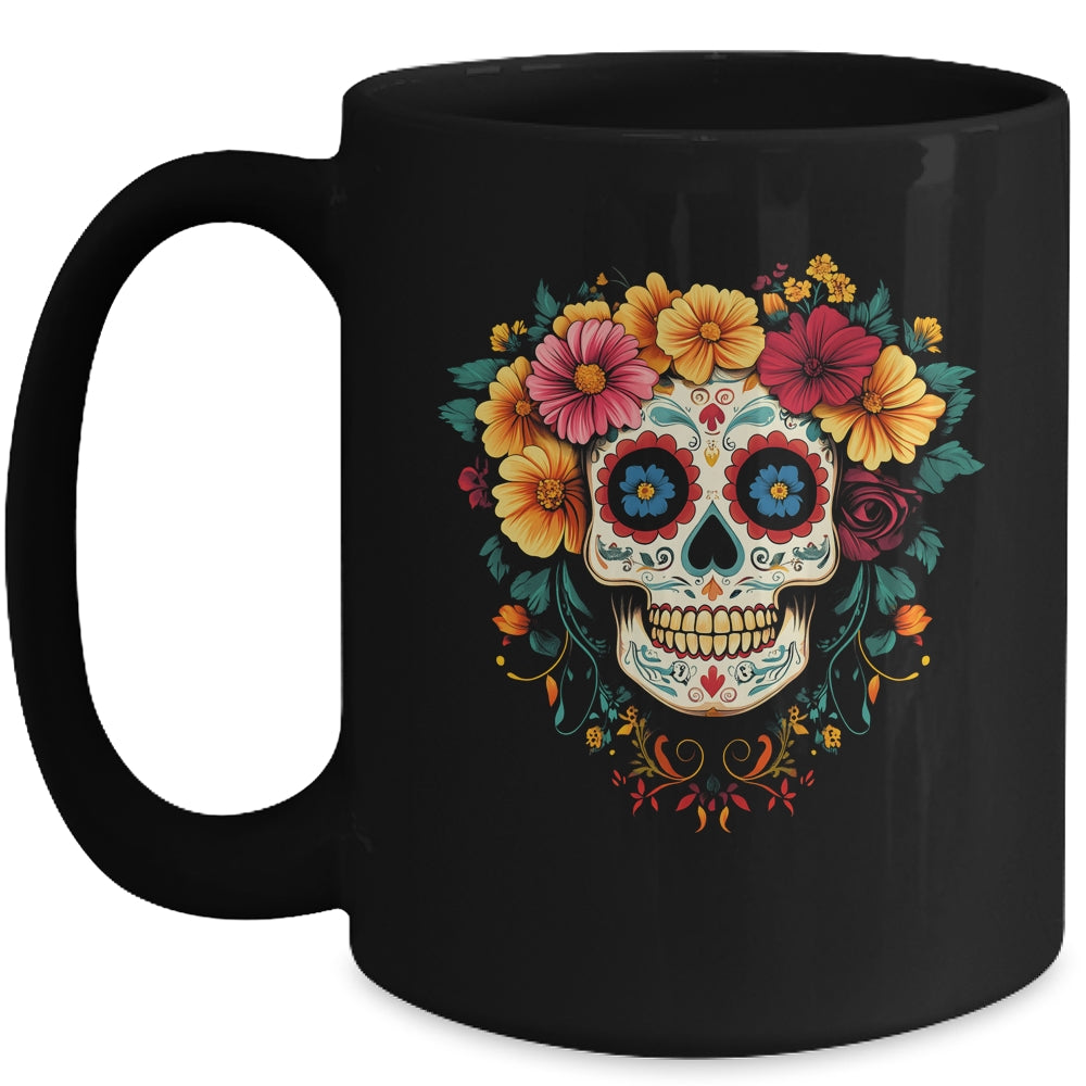 Dia De Los Muertos Sugar Skull Mexican Halloween Costume Mug | siriusteestore