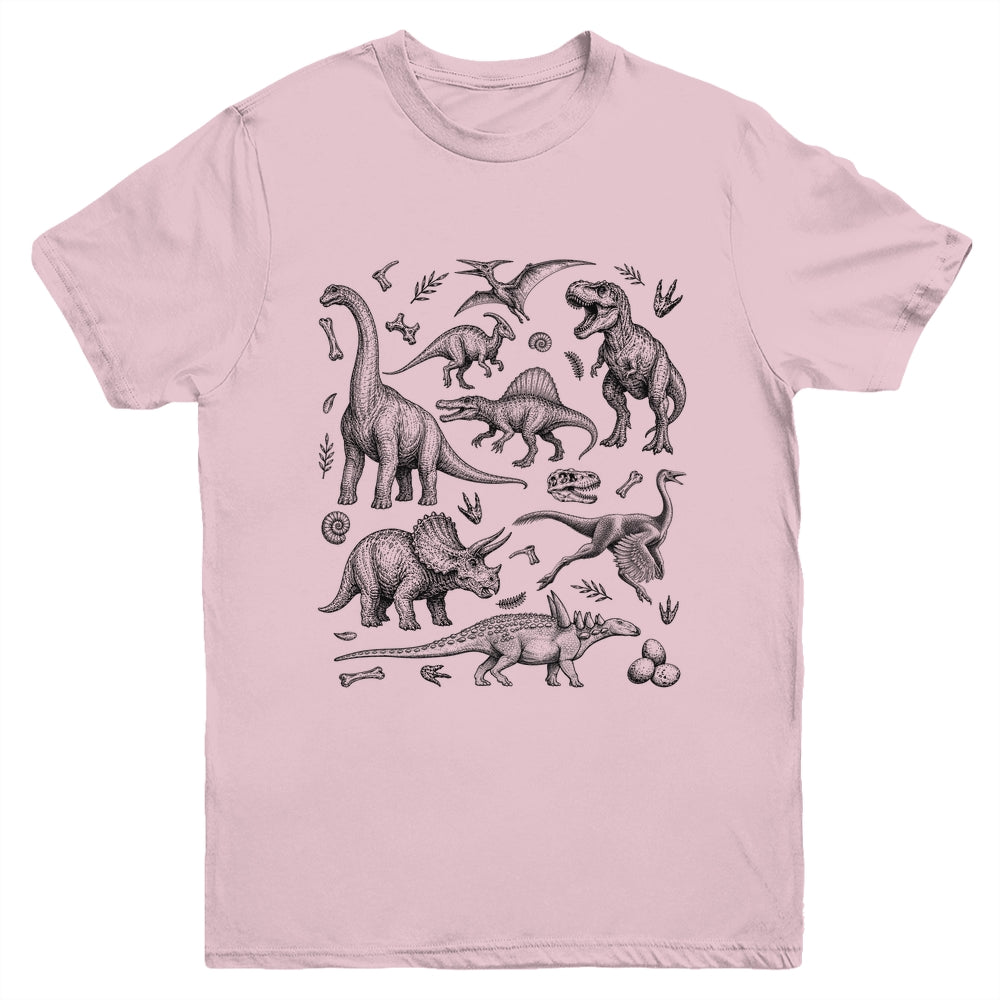 Dinosaur Graphic Adult Men Kids Boys Vintage Cute Dino Youth Shirt | siriusteestore