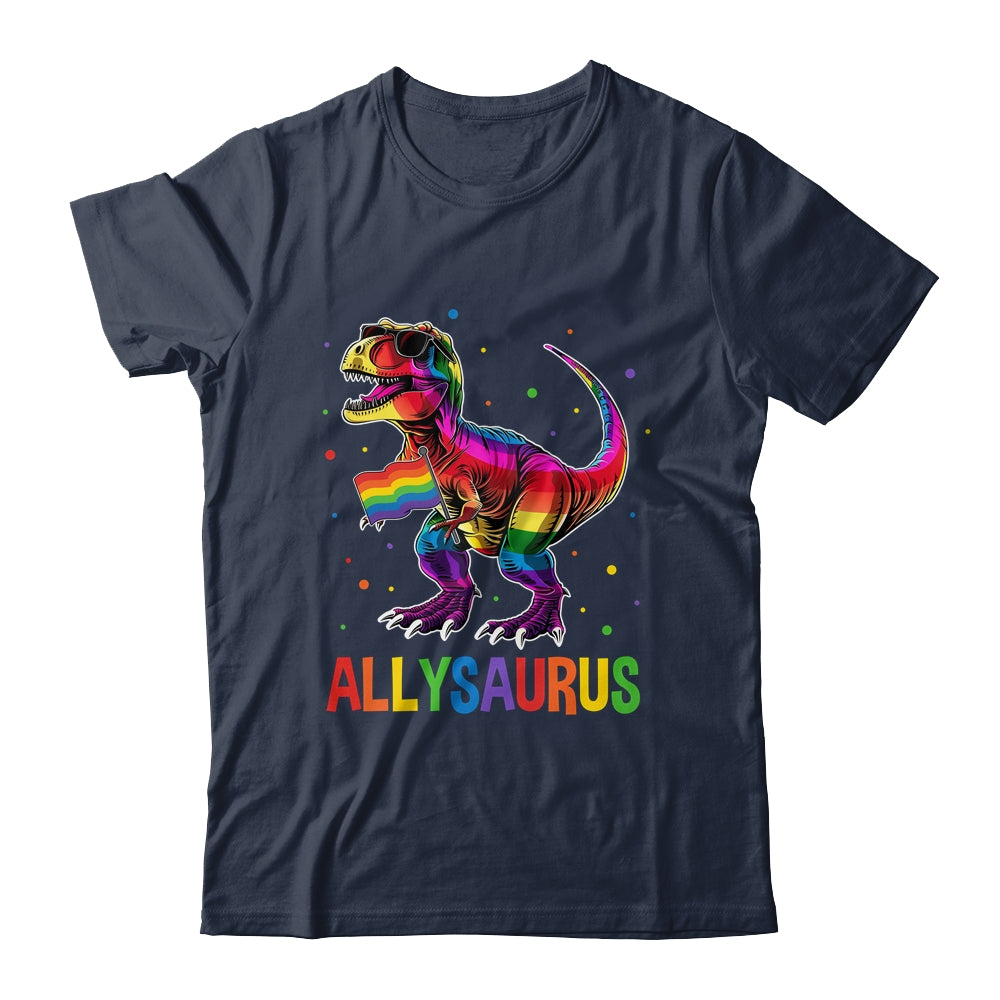 Dinosaur Rainbow Flag Ally LGBT Allysaurus LGBT Pride Shirt & Tank Top | siriusteestore