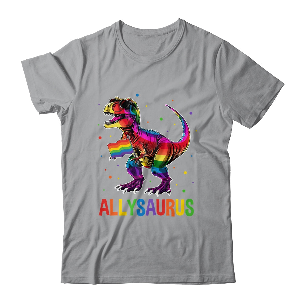 Dinosaur Rainbow Flag Ally LGBT Allysaurus LGBT Pride Shirt & Tank Top | siriusteestore
