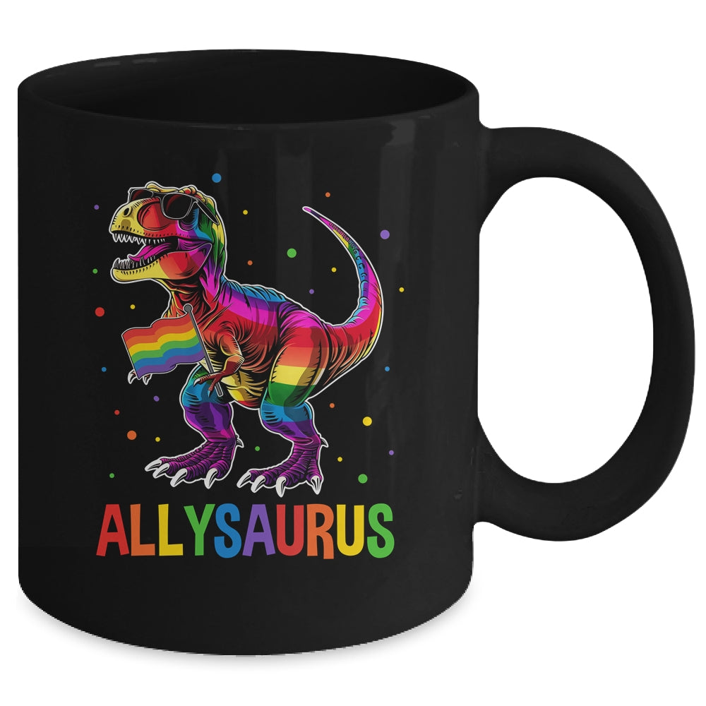 Dinosaur Rainbow Flag Ally LGBT Allysaurus LGBT Pride Mug | siriusteestore