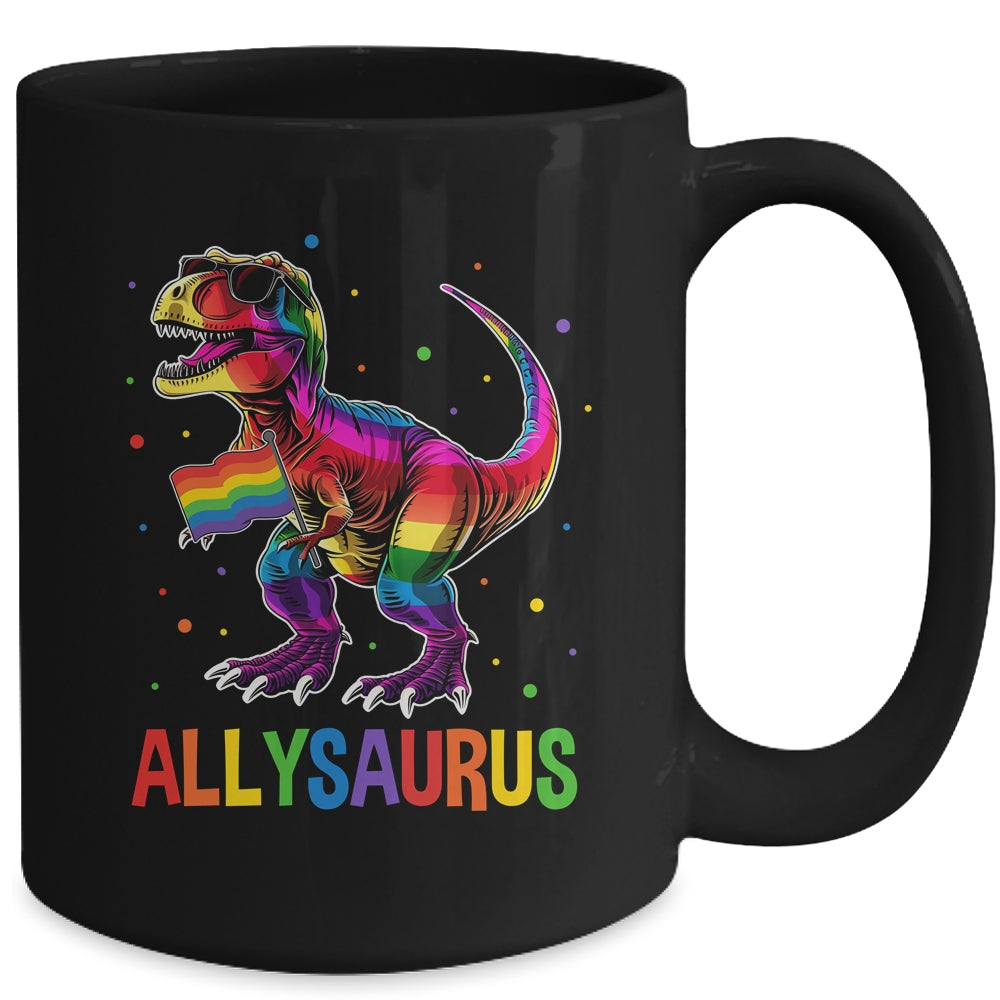 Dinosaur Rainbow Flag Ally LGBT Allysaurus LGBT Pride Mug | siriusteestore