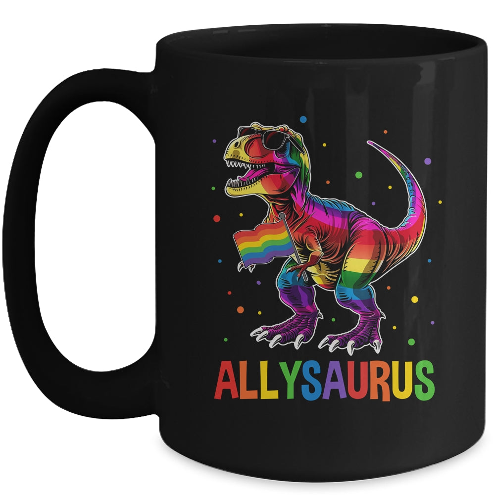 Dinosaur Rainbow Flag Ally LGBT Allysaurus LGBT Pride Mug | siriusteestore