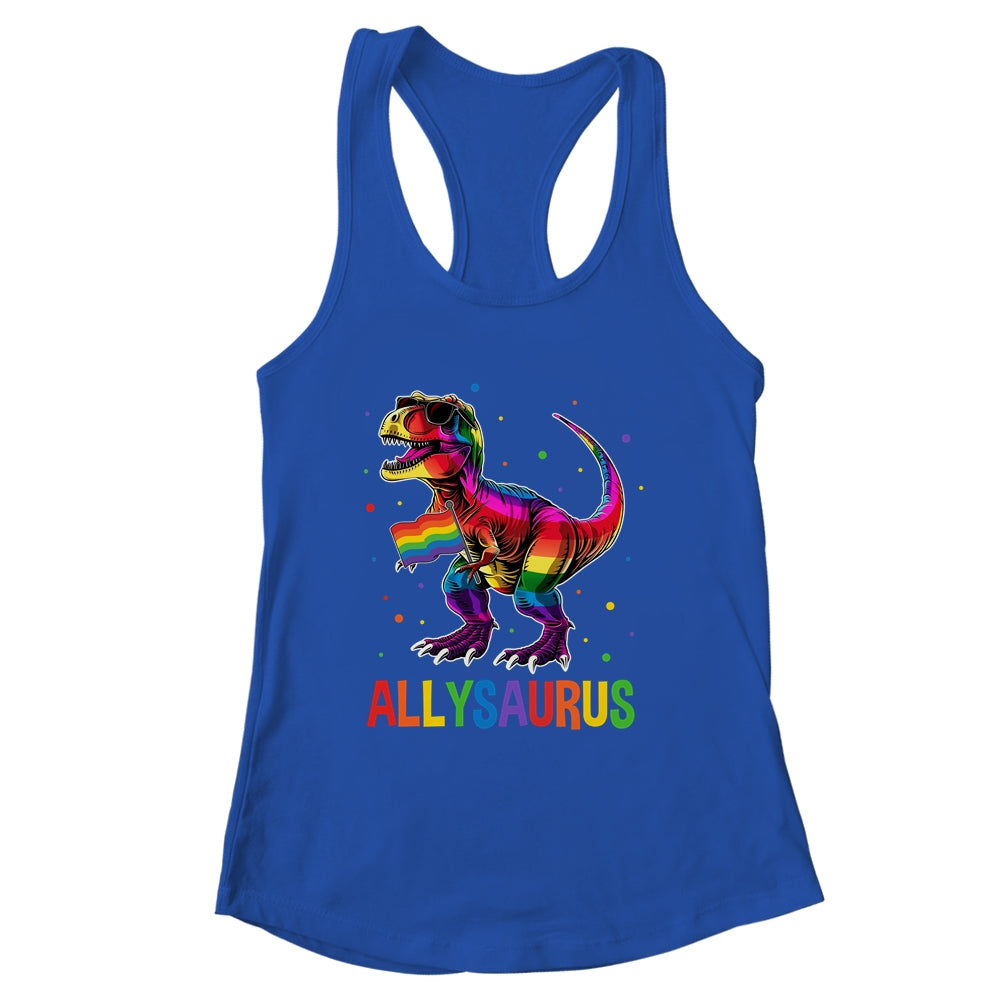 Dinosaur Rainbow Flag Ally LGBT Allysaurus LGBT Pride Shirt & Tank Top | siriusteestore
