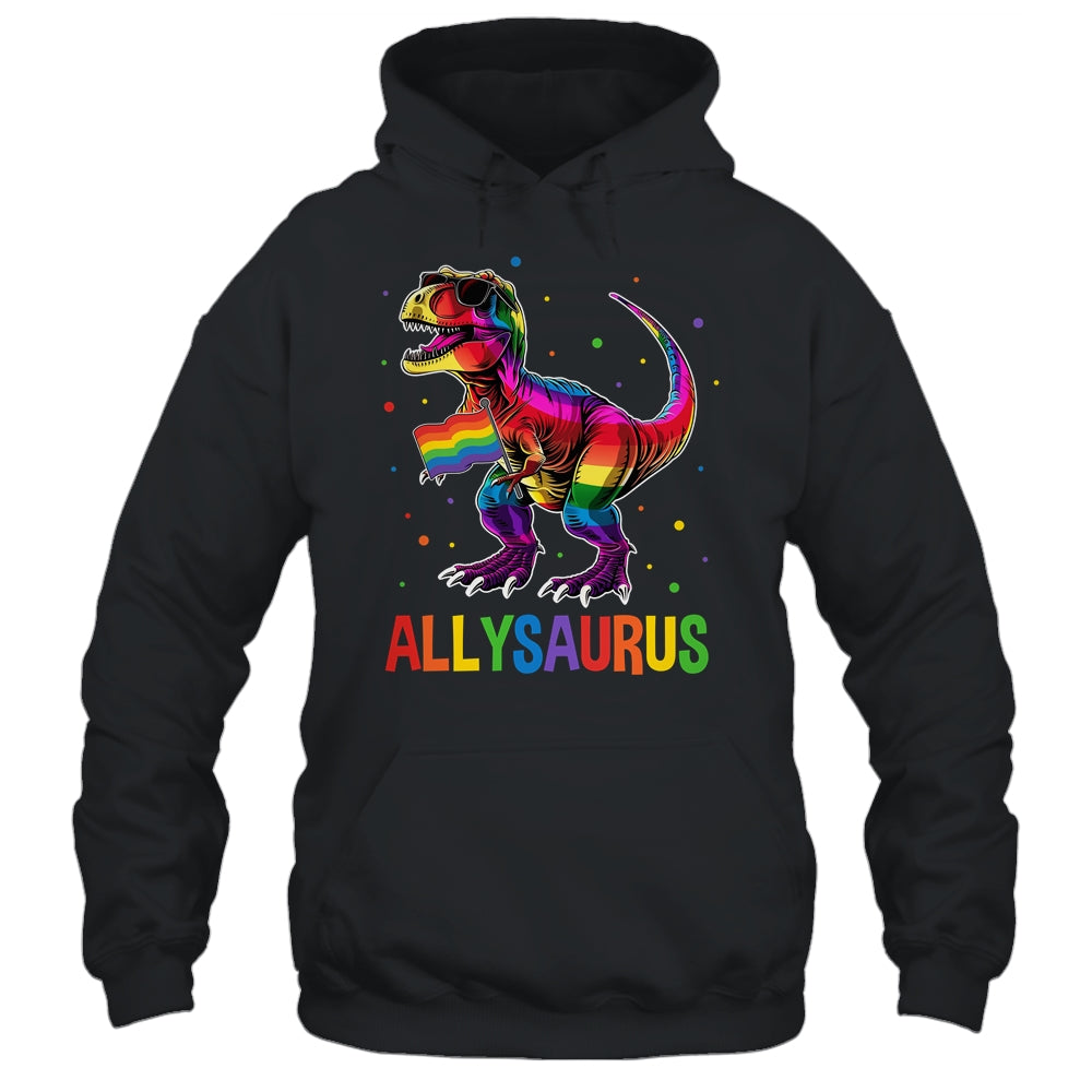 Dinosaur Rainbow Flag Ally LGBT Allysaurus LGBT Pride Shirt & Tank Top | siriusteestore