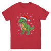 Dinosaur Santa Hat Funny Christmas Boys Dinosaur T-Rex Lover Youth Shirt | siriusteestore