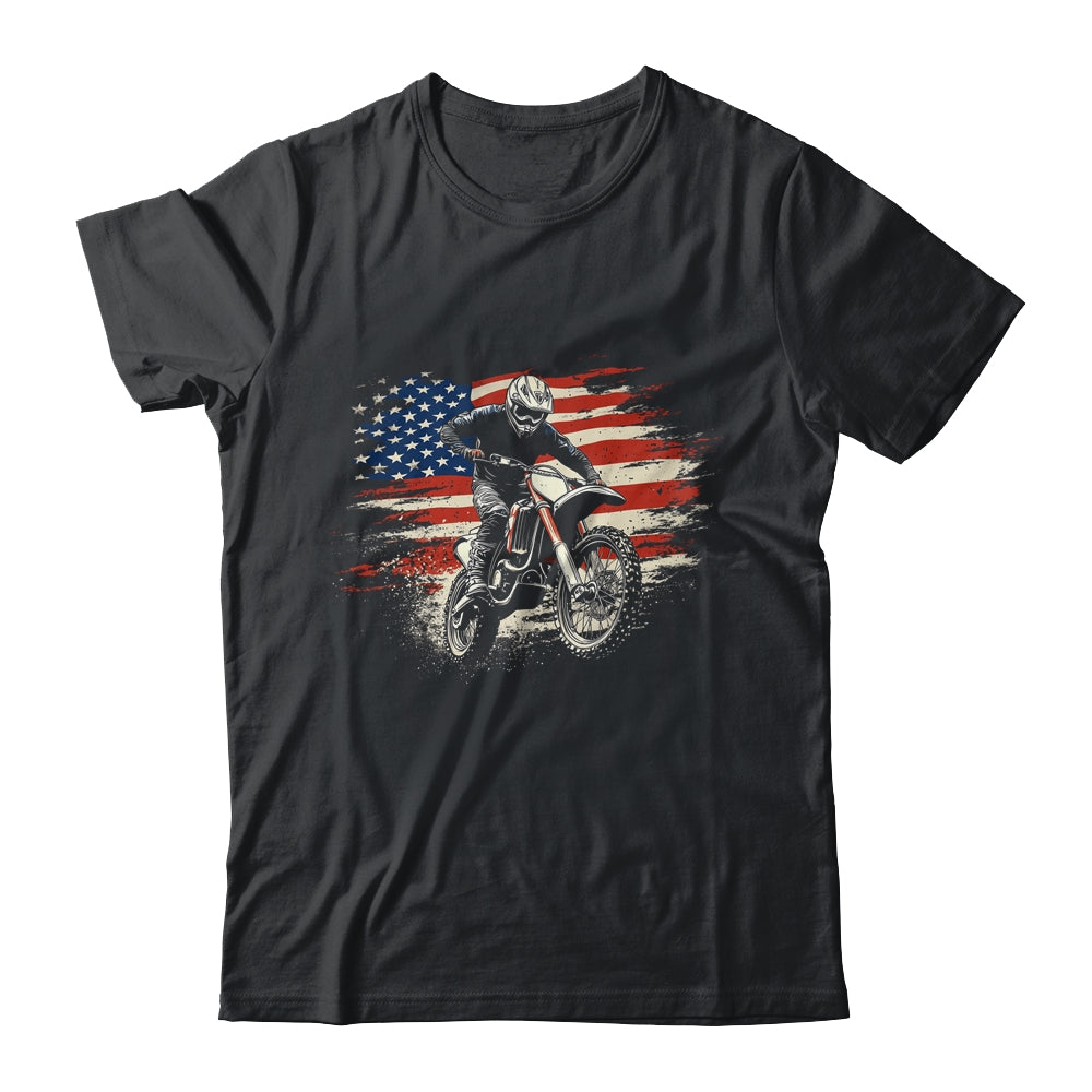 Dirt Bike American Flag Motocross Biker Vintage USA Shirt & Hoodie | siriusteestore
