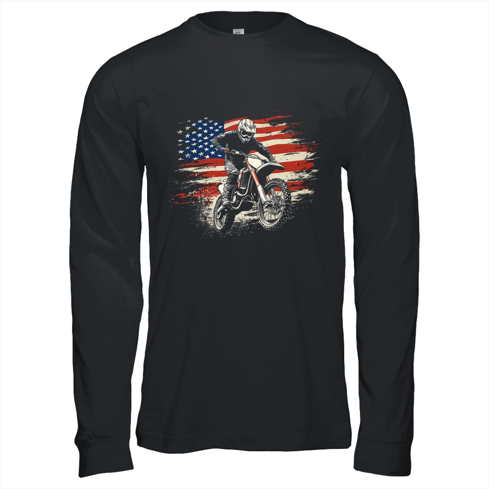 Dirt Bike American Flag Motocross Biker Vintage USA Shirt & Hoodie | siriusteestore