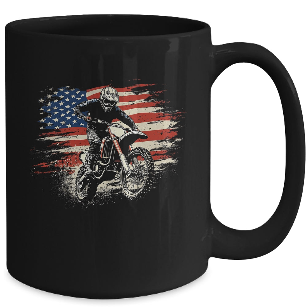 Dirt Bike American Flag Motocross Biker Vintage USA Mug | siriusteestore