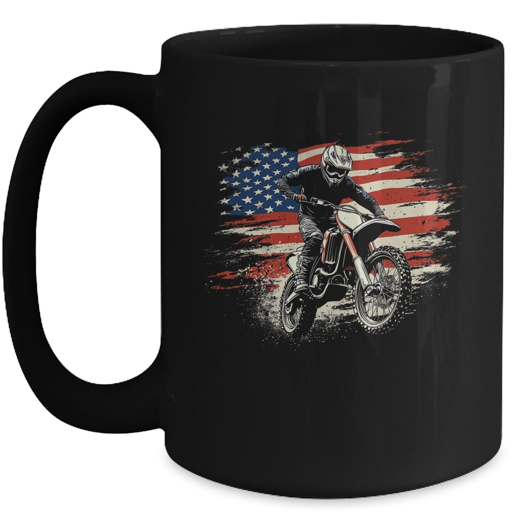 Dirt Bike American Flag Motocross Biker Vintage USA Mug | siriusteestore