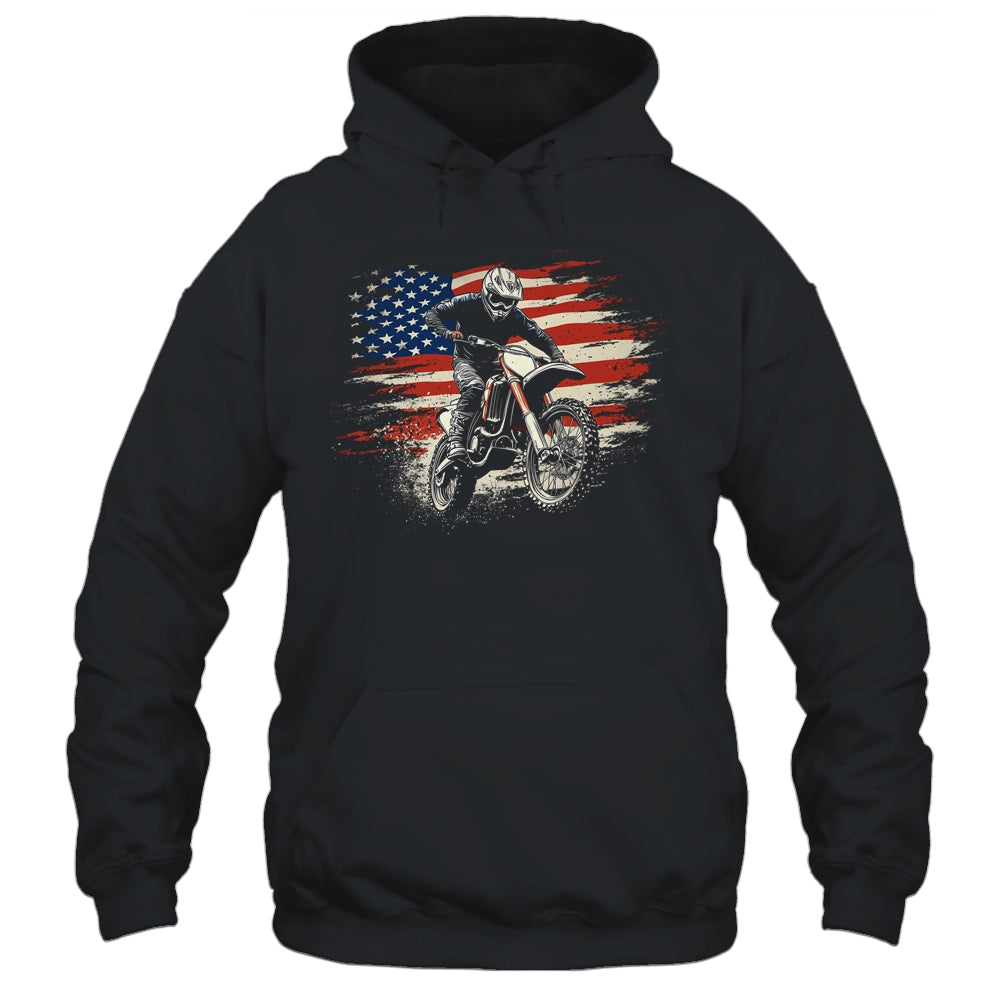 Dirt Bike American Flag Motocross Biker Vintage USA Shirt & Hoodie | siriusteestore