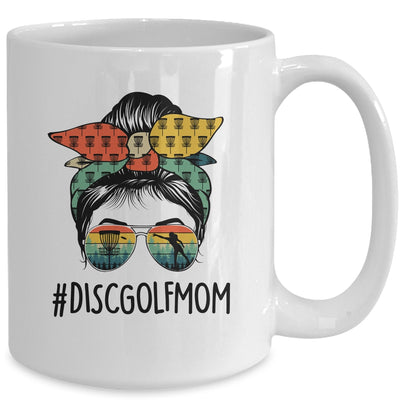 Disc Golf Mom Life Messy Bun Hair Glasses For Women Vintage Mug | siriusteestore