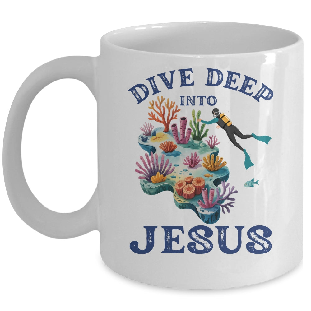 Dive Deep Into Jesus VBS Christian Scuba Diving Underwater Mug | siriusteestore