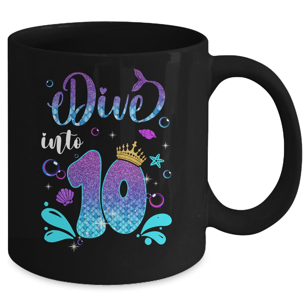 Dive Into 10 Birthday Decorations Girl 10th Birthday Mermaid Mug | siriusteestore