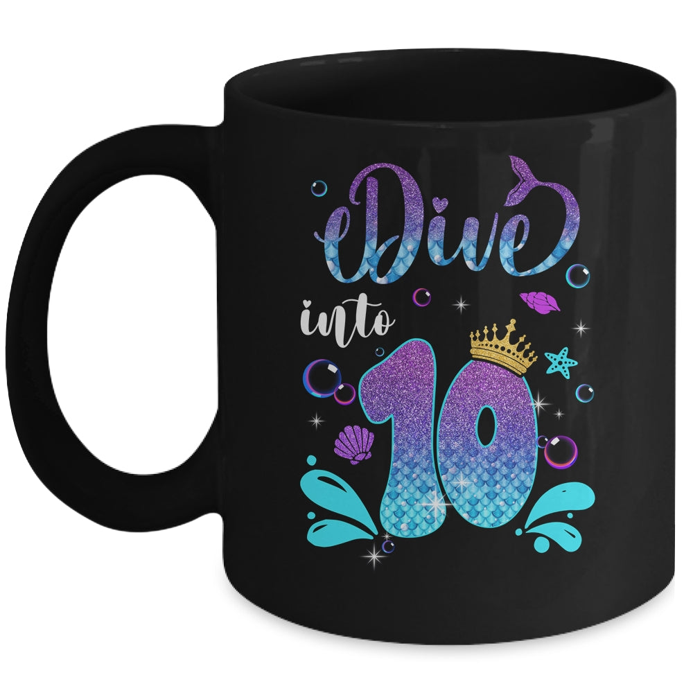 Dive Into 10 Birthday Decorations Girl 10th Birthday Mermaid Mug | siriusteestore