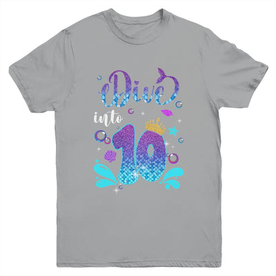 Dive Into 10 Birthday Decorations Girl 10th Birthday Mermaid Youth Shirt | siriusteestore