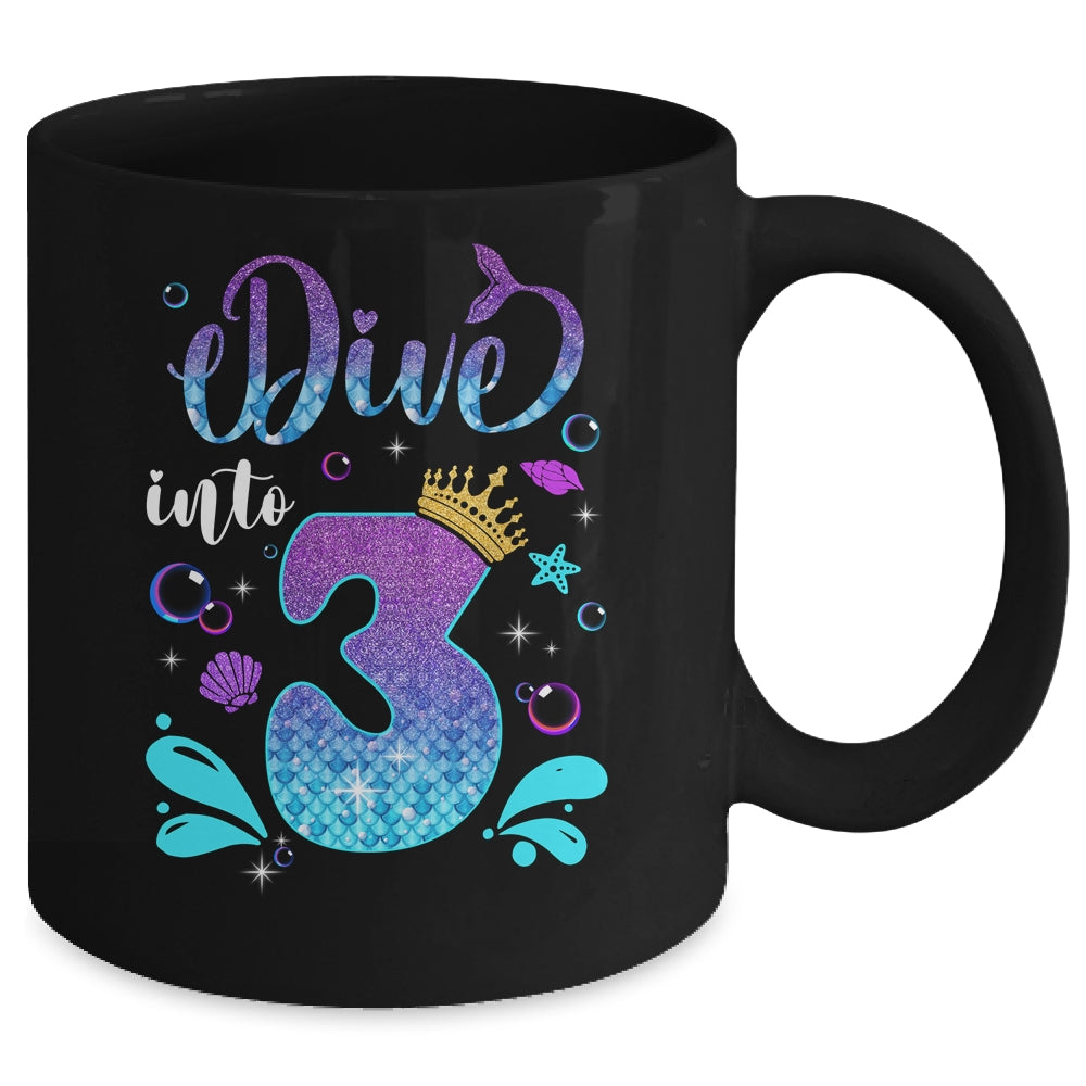 Dive Into 3 Birthday Decorations Girl 3rd Birthday Mermaid Mug | siriusteestore