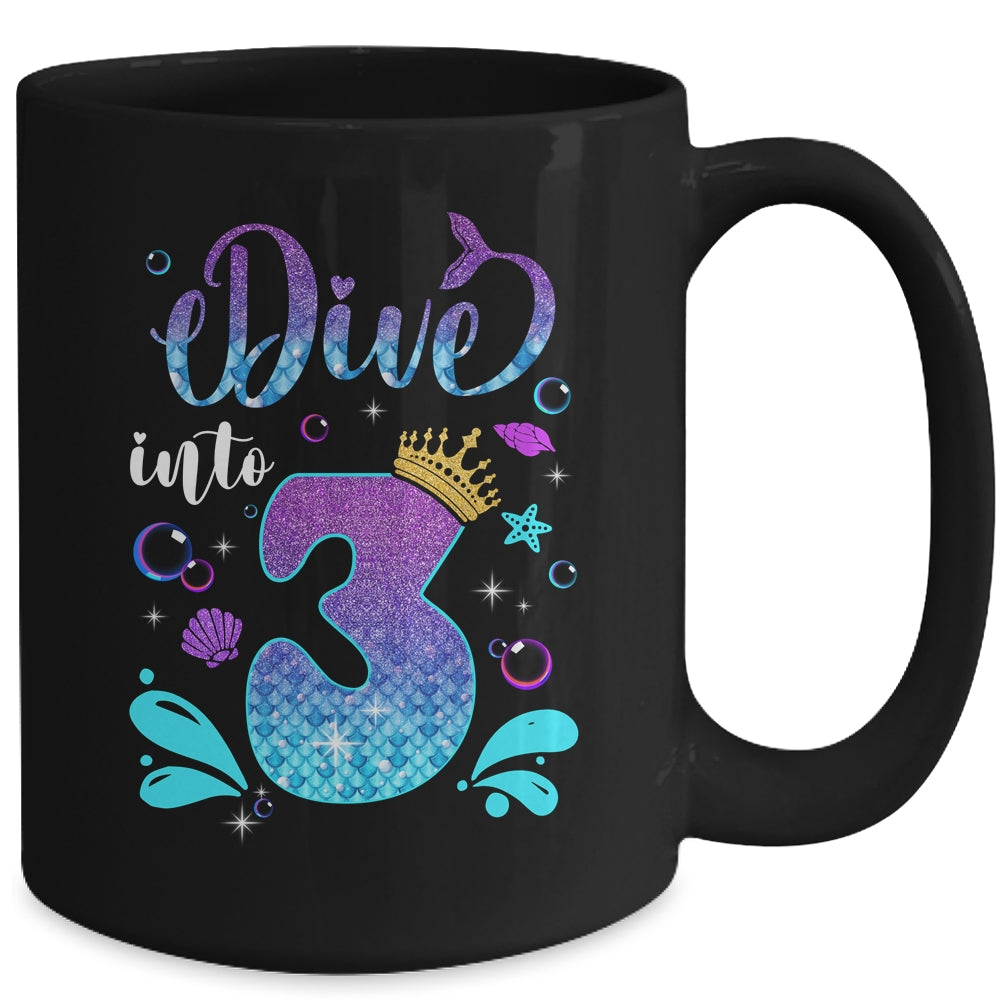 Dive Into 3 Birthday Decorations Girl 3rd Birthday Mermaid Mug | siriusteestore