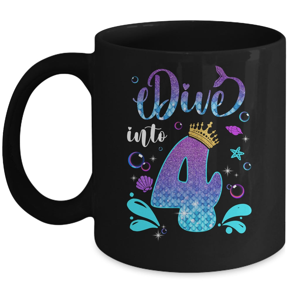 Dive Into 4 Birthday Decorations Girl 4th Birthday Mermaid Mug | siriusteestore